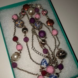 Forever 21 pink multi color beaded necklace